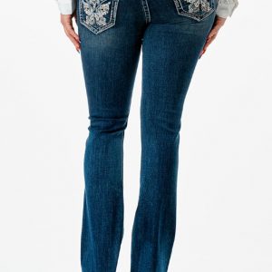 MIDRISE BUTTERFLY EMBELLISHED BOOTCUT JEANS
