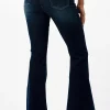 BASIC DARK BLUE WASH MID RISE FLARE JEANS - Image 3
