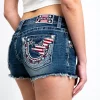 AMERICAN FLAG HORSESHOE LOW RISE DENIM SHORTS - Image 7