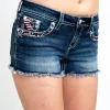 AMERICAN FLAG HORSESHOE LOW RISE DENIM SHORTS - Image 2