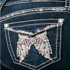GRACE IN LA WOMEN'S WING EMBROIDERED FAUX FLAP POCKET BOOTCUT STRETCH JEANS - Image 2