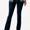 GRACE IN LA WOMEN'S WING EMBROIDERED FAUX FLAP POCKET BOOTCUT STRETCH JEANS - Image 4